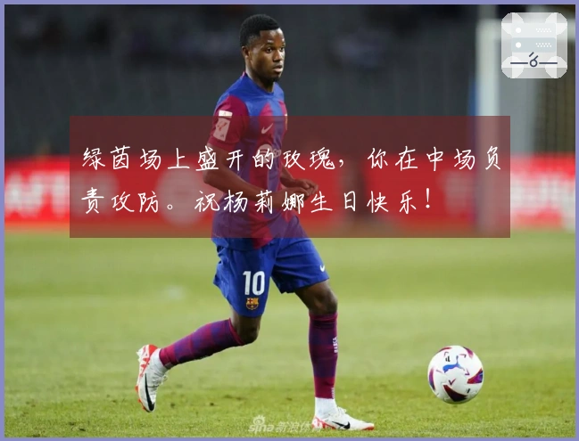 绿茵场上盛开的玫瑰，你在中场负责攻防。祝杨莉娜生日快乐！